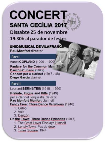 El 25 de novembre concert de Santa Cecilia amb la Unió Musical de Vilafranca