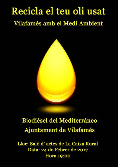 Vilafamés organitza una xerrada informativa sobre el programa de reciclatge de l'oli