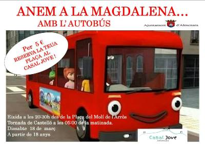 Almenara posarà un autobús per al dissabte de Magdalena