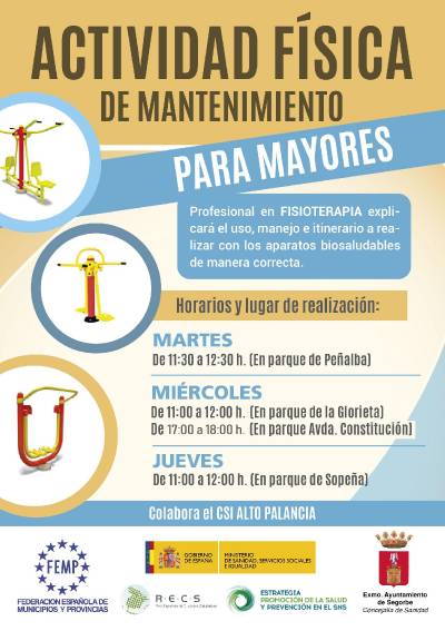 Segorbe volverá a ofrecer clases de actividad física en los parques biosaludables