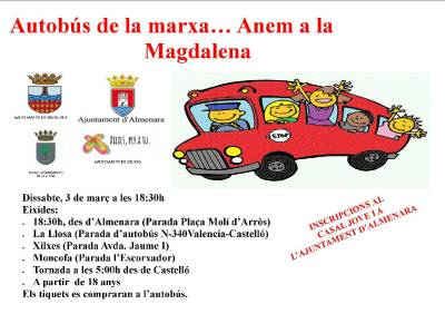 Almenara, La Llosa, Xilxes i MOncofa comparteixen el bus a la Magdalena