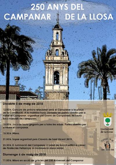 La Llosa celebrará el 250 aniversario de su campanario