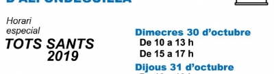 El cementeri municipal d’Alfondeguilla obrirà en horari especial per a Tots Sants