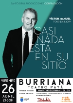 El reconegut cantautor Víctor Manuel actuarà en el Teatre Payà el pròxim 26 d'abril