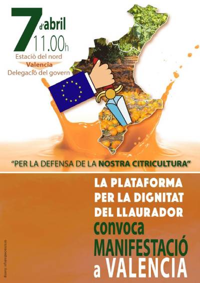 Almenara apoya la manifestación por la citricultura del domingo 7 de Abril en Valencia