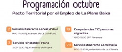 Calendario de octubre del Pacto Territorial por el Empleo de la Plana Baixa