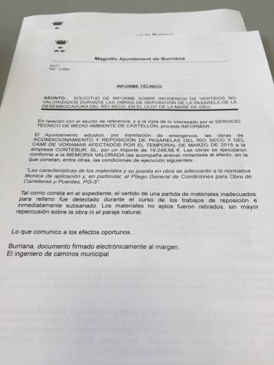 El PP contacta con Subdelegacin, Seprona y tcnicos municipales para investigar la aparicin de residuos en la pasarela del Clot