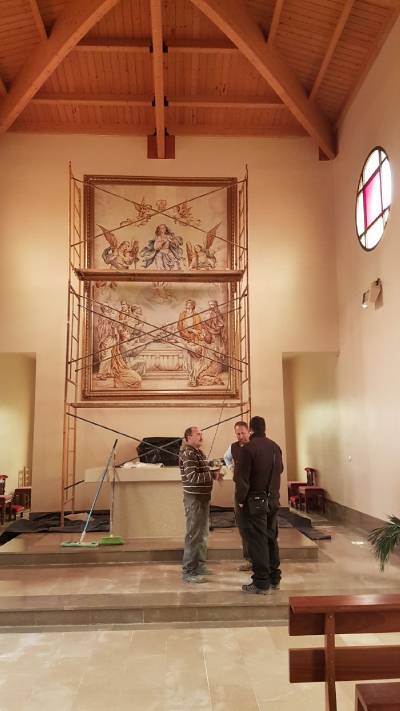 Vall d?Alba restaura el mural cermico de la Iglesia de la Mare de Du de l?Assumpci de la Pelejaneta