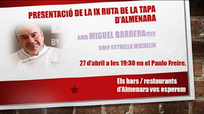 La Ruta de la Tapa d'Almenara es presentar el dijous 27 d'Abril