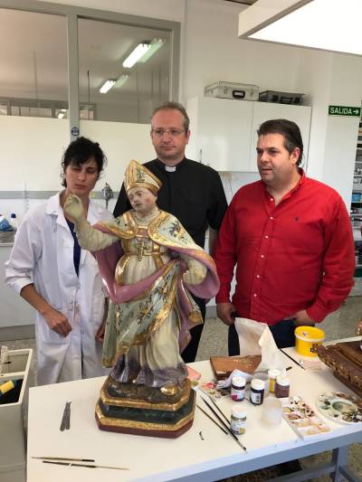 El servei de restauraci de la Diputaci retorna l?esplendor a la talla de San Agustn