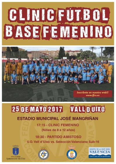 La Vall d'Uix acoge un Clnic de ftbol base femenino el jueves 25 de mayo 