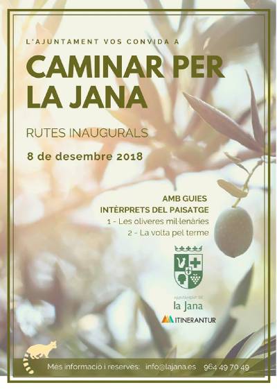 L'Ajuntament de Jana organitza dues rutes per caminar pel terme el 8 de desembre