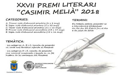 En marxa el XXVII Premi Literari ?Casimir Meli? 2018