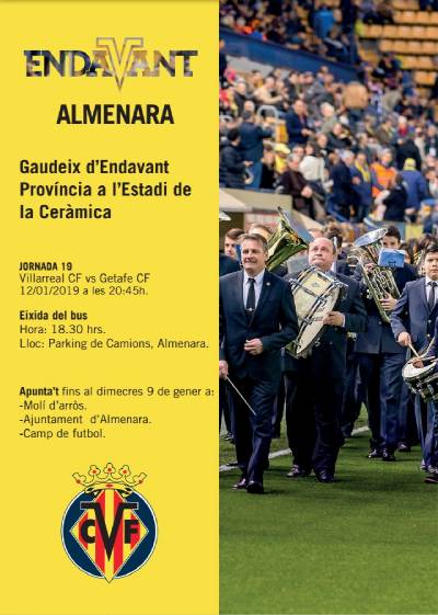 Almenara ser protagonista en el partit de ftbol Villarreal-Getafe