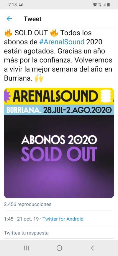 Arenal Sound 2020 cuelga el 'Sold Out' en menos de 14 horas