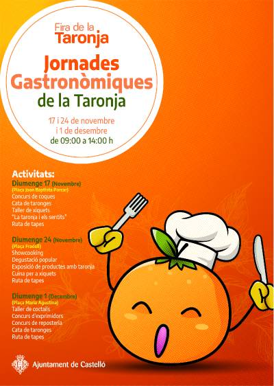 Tres jornadas gastronómicas dinamizarán la Fira de la Taronja los tres próximos domingos
