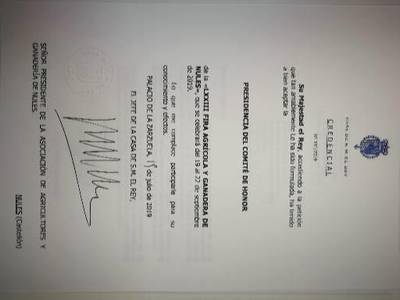 El Rey Felipe VI acepta presidir el comité de honor de la LXXIII feria agrícola