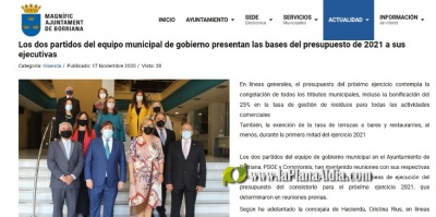 PSOE y Comproms promocionan en la web del ayuntamiento sus reuniones de partido