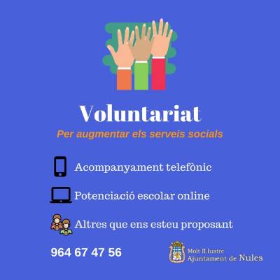 Nules pone en marcha un Programa de Voluntariado para dar apoyo a Servicios Sociales