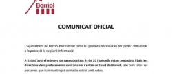 Borriol anuncia 20 casos positius per covit-19