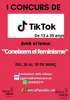 L'Ajuntament d'Almenara crea el primer concurs de Tik Tok amb motiu del Dia Internacional de la Dona