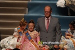Mar?a Olivas Vidal  ja llueix la banda que la acredita com a Reina Fallera infantil de Burriana 2023