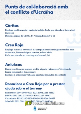 El Ayuntamiento de la Vall dUix convoca la Comisin de Integracin para coordinar las acciones de ayuda humanitaria a Ucrania