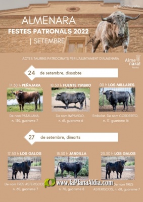 10 toros configuran el cartel taurino de las Fiestas Patronales de Almenara