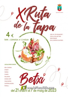 Betxí celebrará la IX Ruta de la Tapa i el montadet fins el 7 de maig