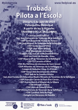 Tavernes de la Valldigna acoge la penúltima Trobada de Pilota a l'Escola con casi 700 alumnos