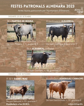 El Ayuntamiento de Almenara ofrecerá cinco toros cerriles en las fiestas patronales
