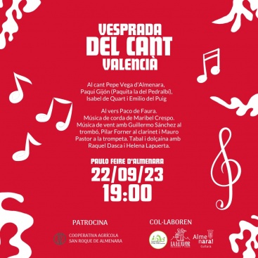 Almenara celebrará la 'Vesprada de Cant Valencià' el próximo viernes