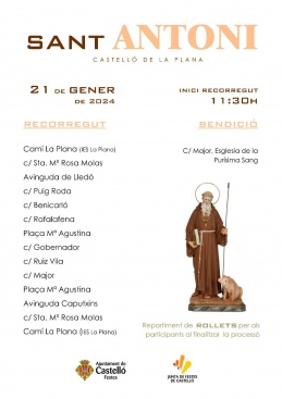 La Procesin de Sant Antoni en Castelln se celebrar en el Camino de La Plana