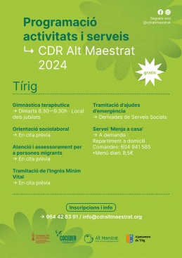 Programaci d'activitats i serveis al CDR Alt Maestrat