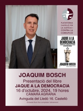 El juez Joaquím Bosch presenta su nuevo libro 'Jaque a la Democracia' en Castelló