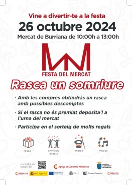 Borriana llana la campanya 'La Festa del Mercat - Rasca un somriure' per dinamitzar el seu mercat municipal