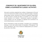 Suspensi de classes i activitats culturals i esportives a Vila-real