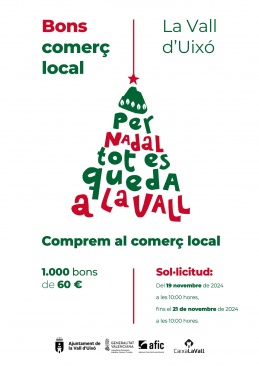 L'Ajuntament de la Vall d'Uixó llança bons per comprar al comerç local aquest Nadal