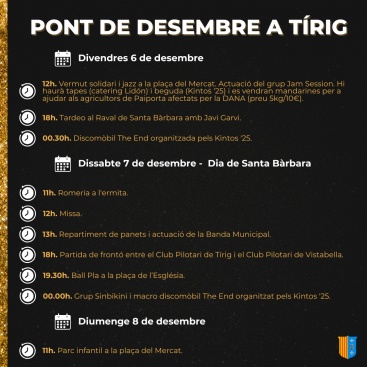 El vermut solidario, tardeo y romera marcan la programacin de Trig para el puente de diciembre