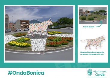 Onda Bonica presenta una escultura del bou al carrer en trencadís