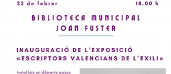 Exposición sobre escritores valencianos del exilio en la Biblioteca Municipal Joan Fuster de Almenara