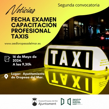Oropesa del Mar realizar examen para obtener certificado de taxi en el municipio