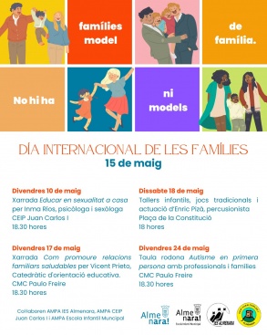 El Ayuntamiento de Almenara programa talleres, música y un ciclo de conferencias para celebrar el Día Internacional de las Familias