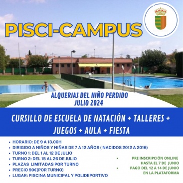 El Ayuntamiento de Alquerías del Niño Perdido inicia el periodo de matriculación para tres cursos de verano