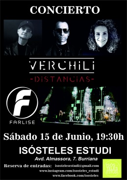 Verchili marca 'Distancias' con su pasado musical y presenta su nueva formación (trío) en directo en la sala Isósteles Estudi de Burriana (Castellón)