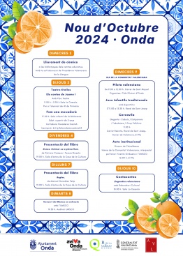 Onda celebrará el Nou d'Octubre con una semana de actividades que resaltan la historia y las tradiciones valencianas