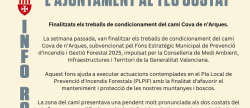 Finalizacin de los trabajos de acondicionamiento del camino Cova de n'Arques