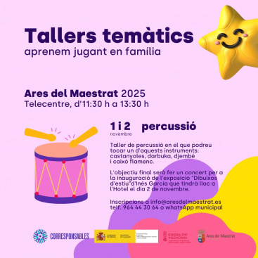 Ares del Maestrat organitza nous tallers temàtics per a aprendre jugant en família