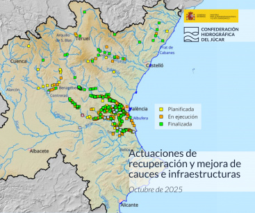 Avanzan las obras de emergencia en la Confederación Hidrográfica del Júcar