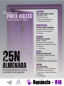 Darrere la porta violeta: Almenara suneix al 25N amb una setmana dactivitats contra la violncia de gnere